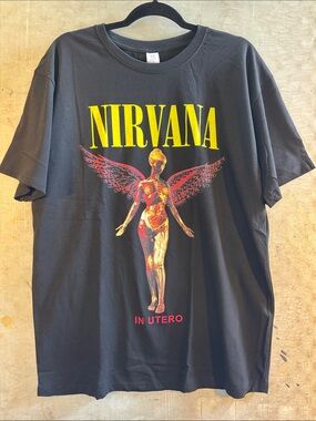 NIRVANA Black Graphic 'In Utero' Tee with Yellow Logo